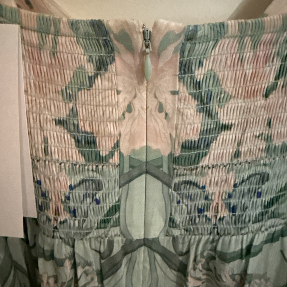 Camilla Mint Green Floral Maxi Dress with Blue and Cream Details - Picture 7 of 14